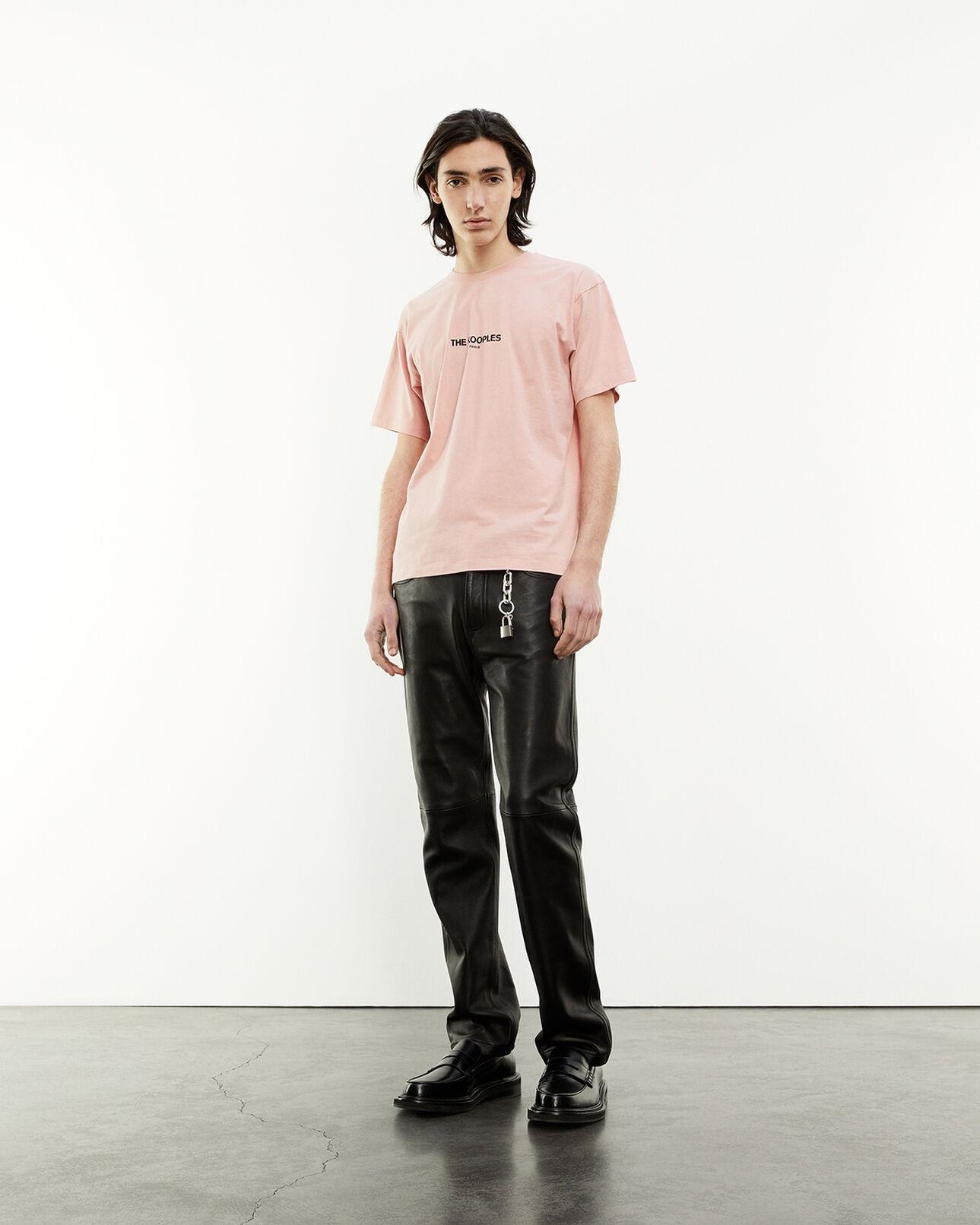 The Kooples HOMME LIGHT PINK t-shirt rose coton à logo imprimé