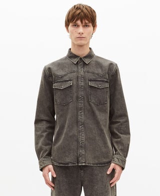 The Kooples MEN DENIM GREY grey denim shirt