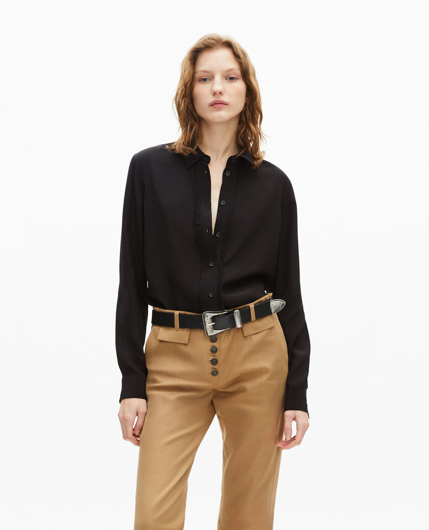 The Kooples MIXTE BLACK ceinture en cuir noire