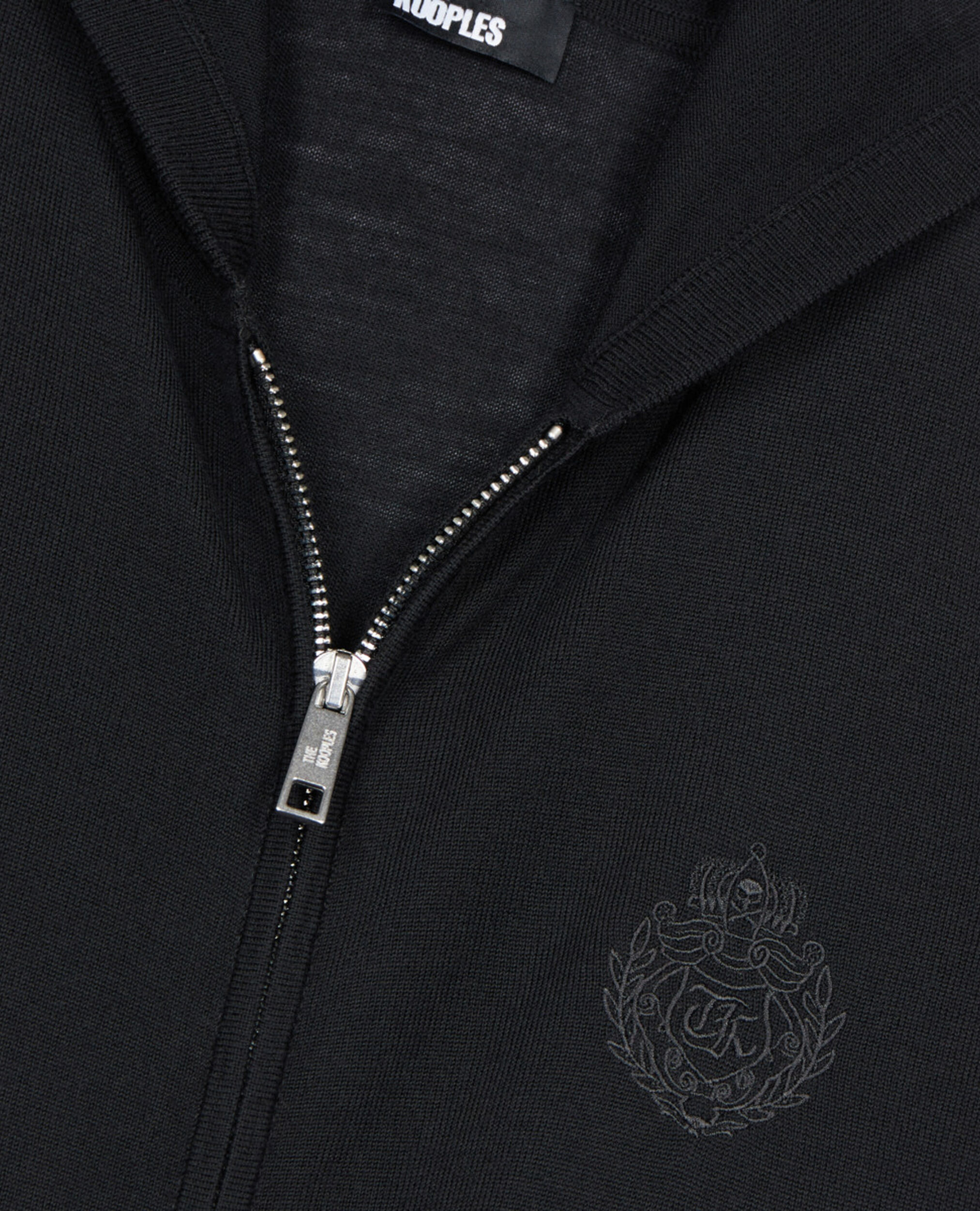 Black wool hooded cardigan , BLACK, hi-res image number null
