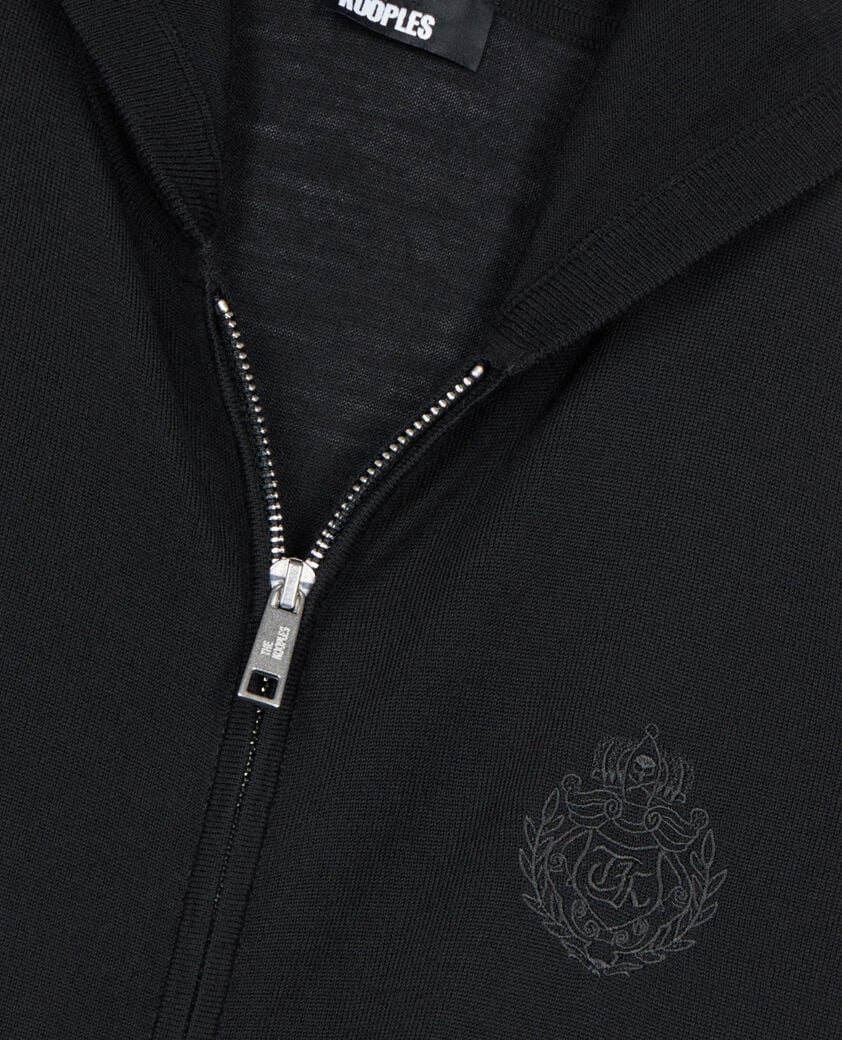 The Kooples DAMEN BLACK schwarzer cardigan mit kapuze aus wolle