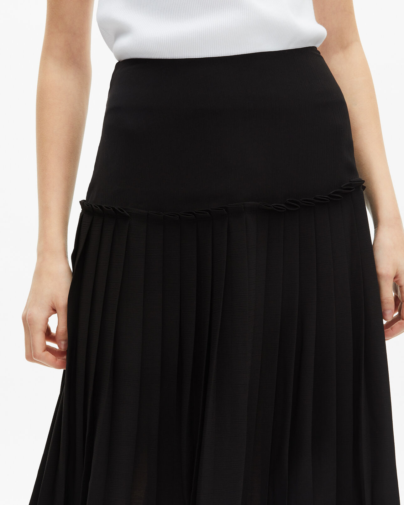 The Kooples DAMEN BLACK midi-faltenrock schwarz