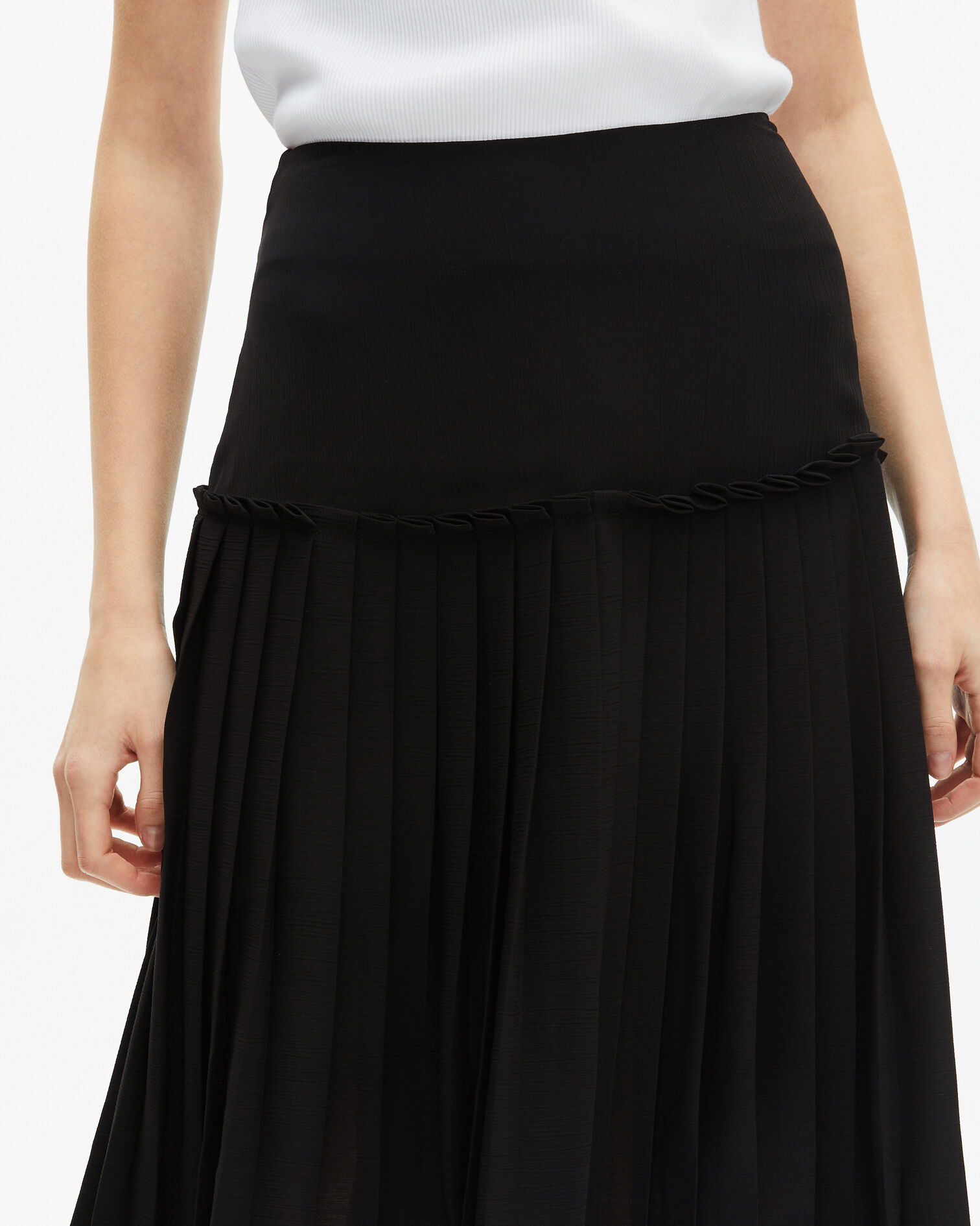 Midi-Faltenrock schwarz, BLACK, hi-res image number null