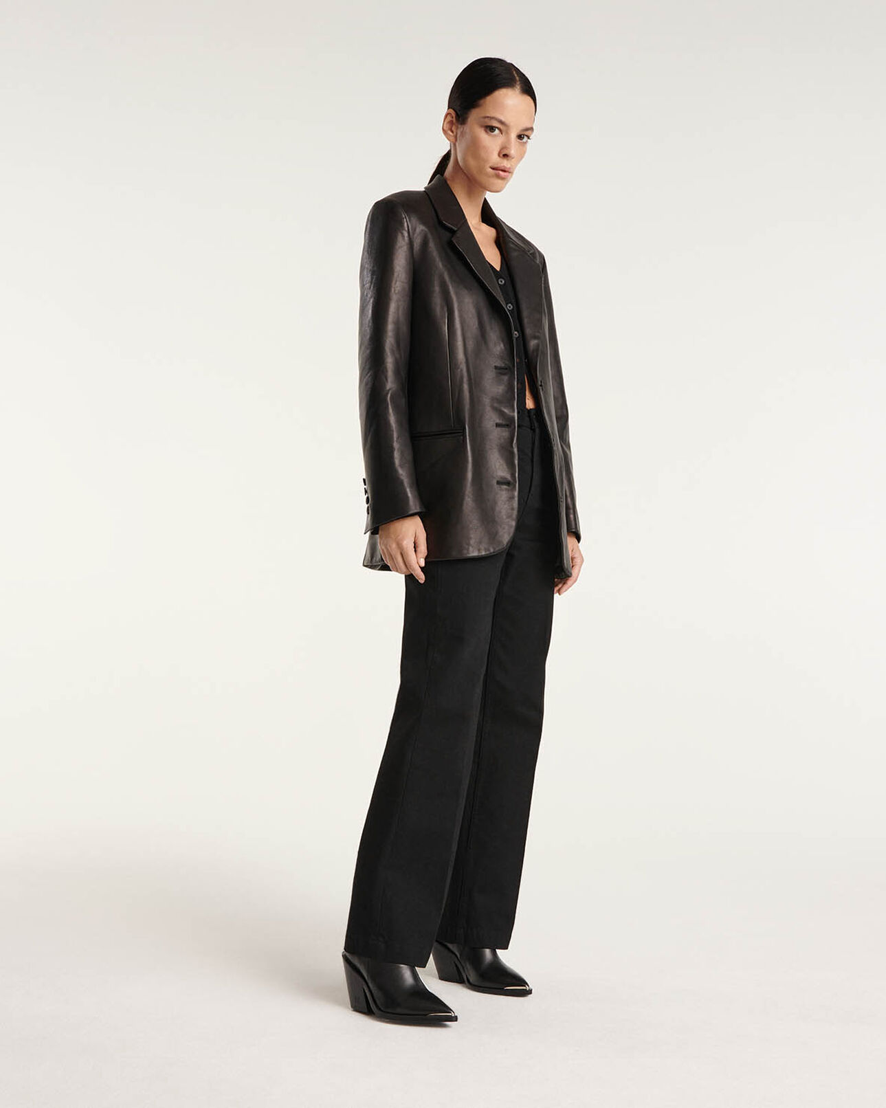 The Kooples DAMEN BLACK lederjacke schwarz locker jackenstil