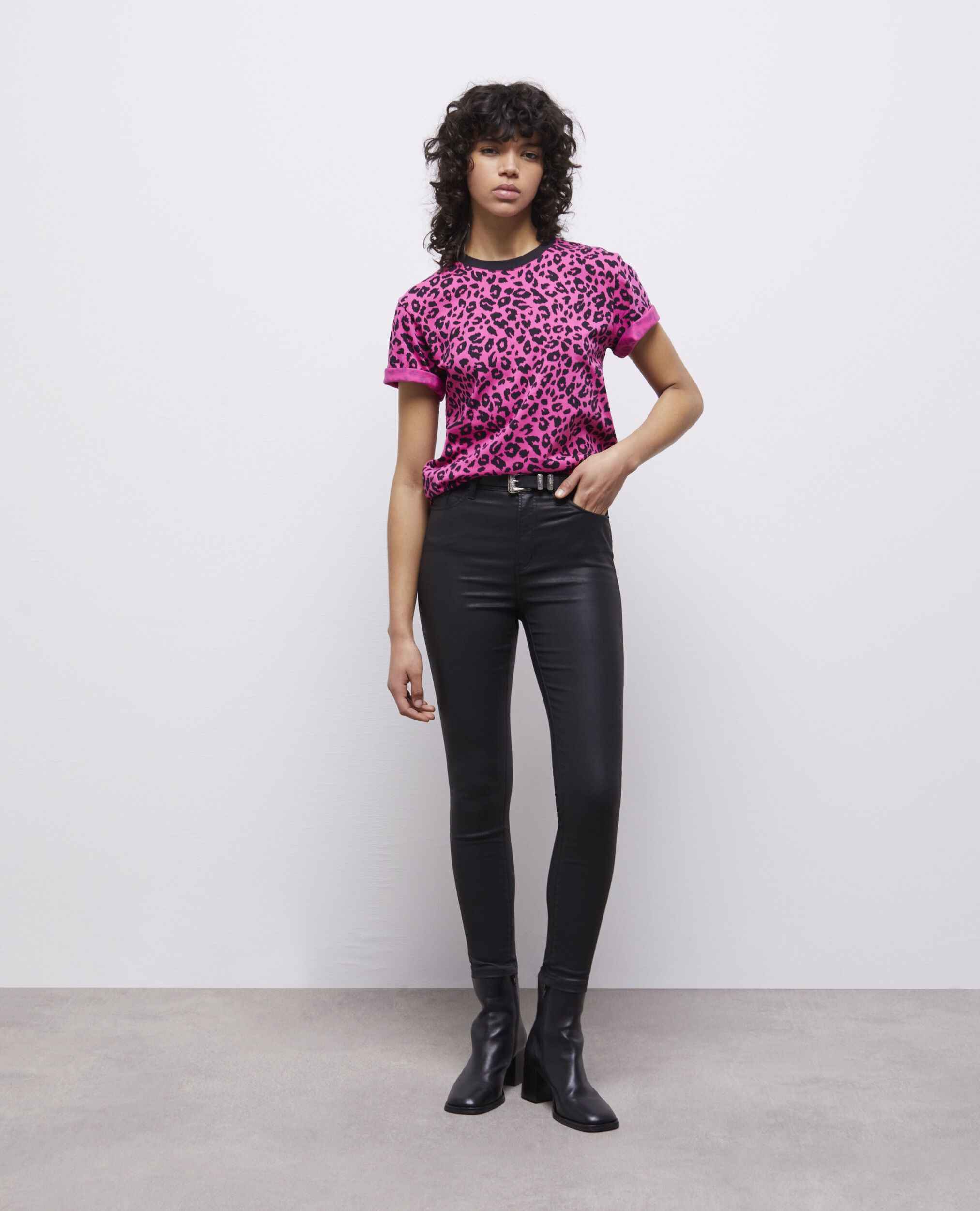 Printed T-shirt, BLACK / PINK, hi-res image number null