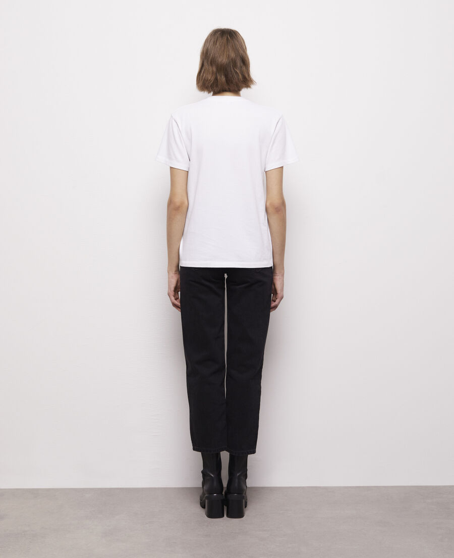 white t-shirt with snake logo print