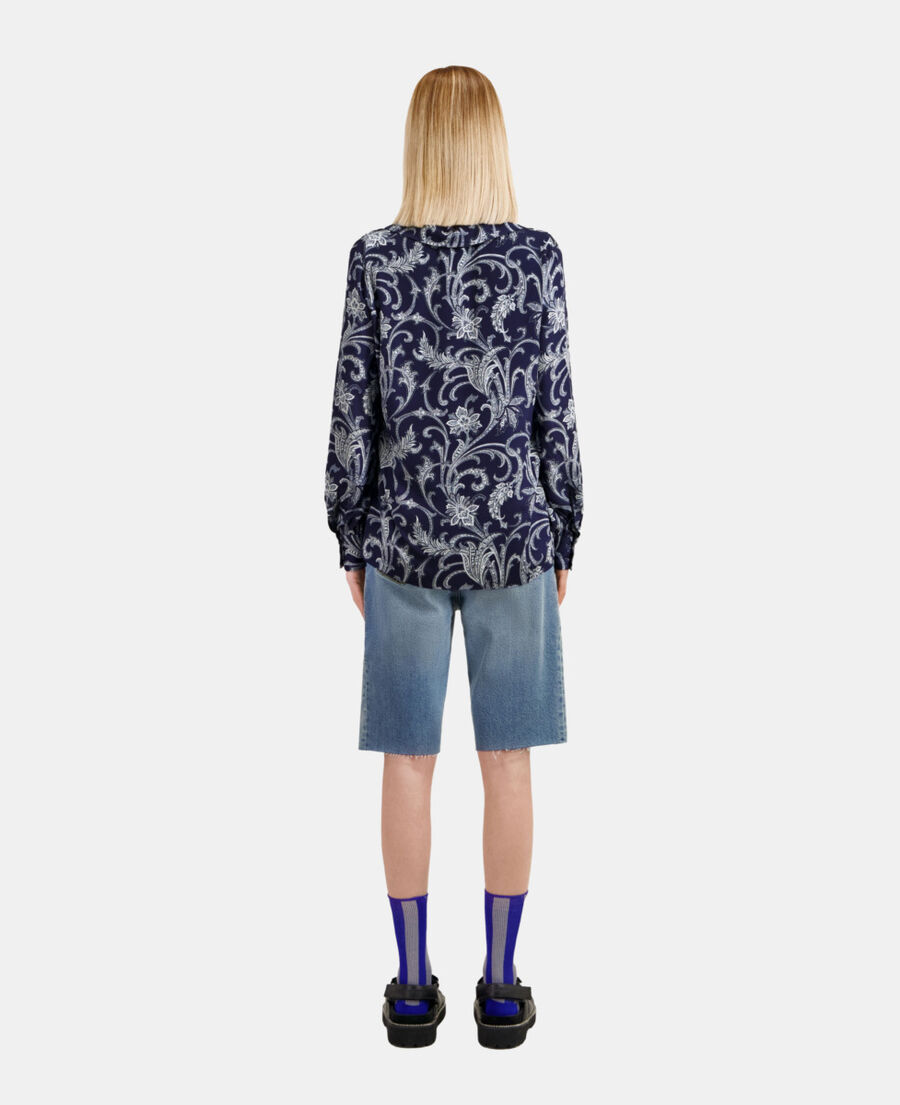 The Kooples FEMME NAVY chemise fleurie bleue