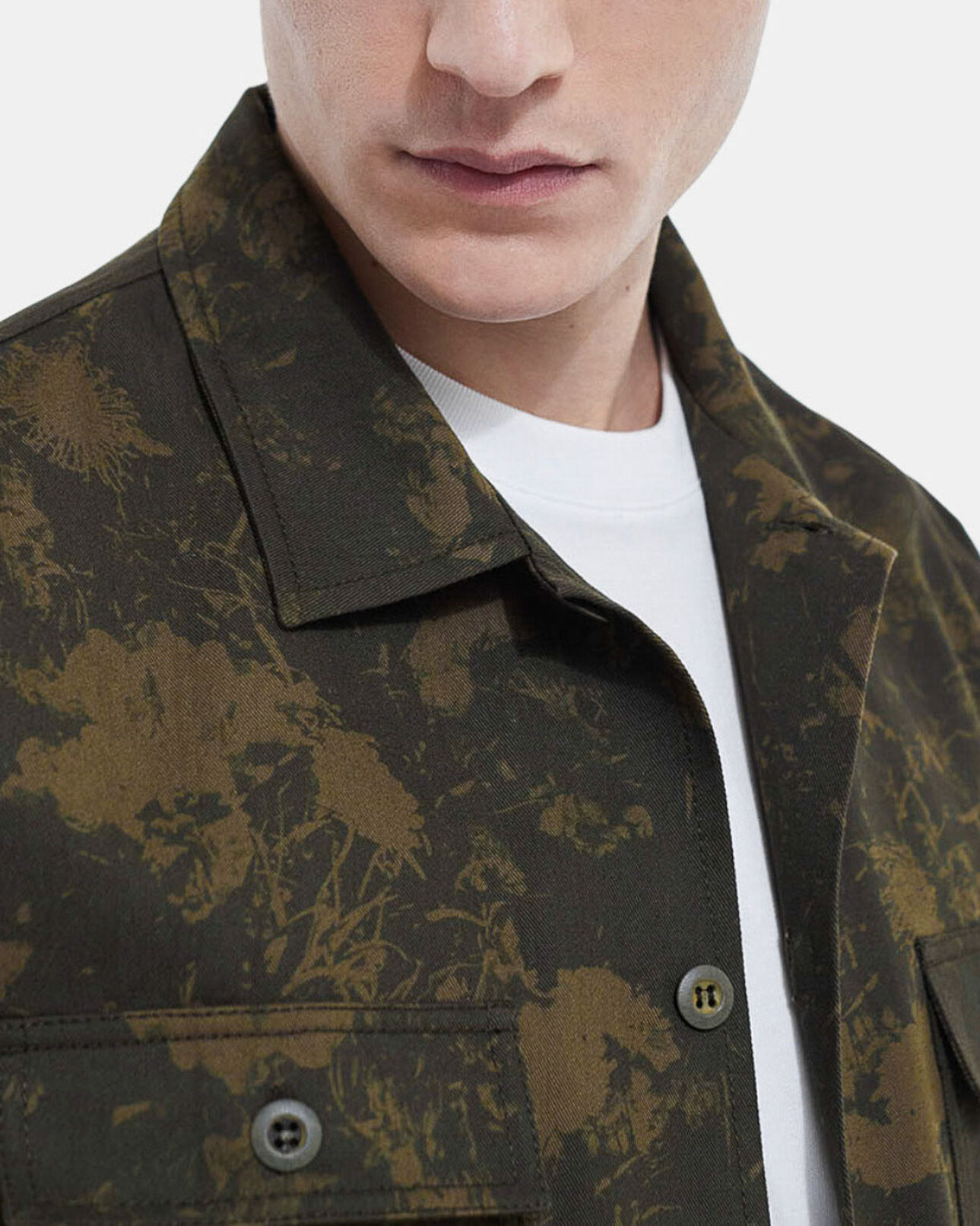 The Kooples MEN KAKI khaki cotton jacket with camouflage print