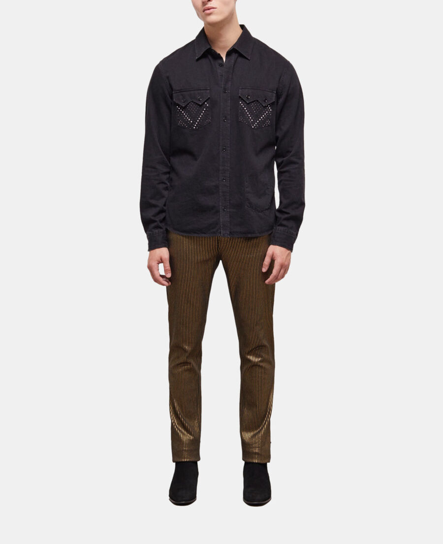 black studded shirt with classic collar