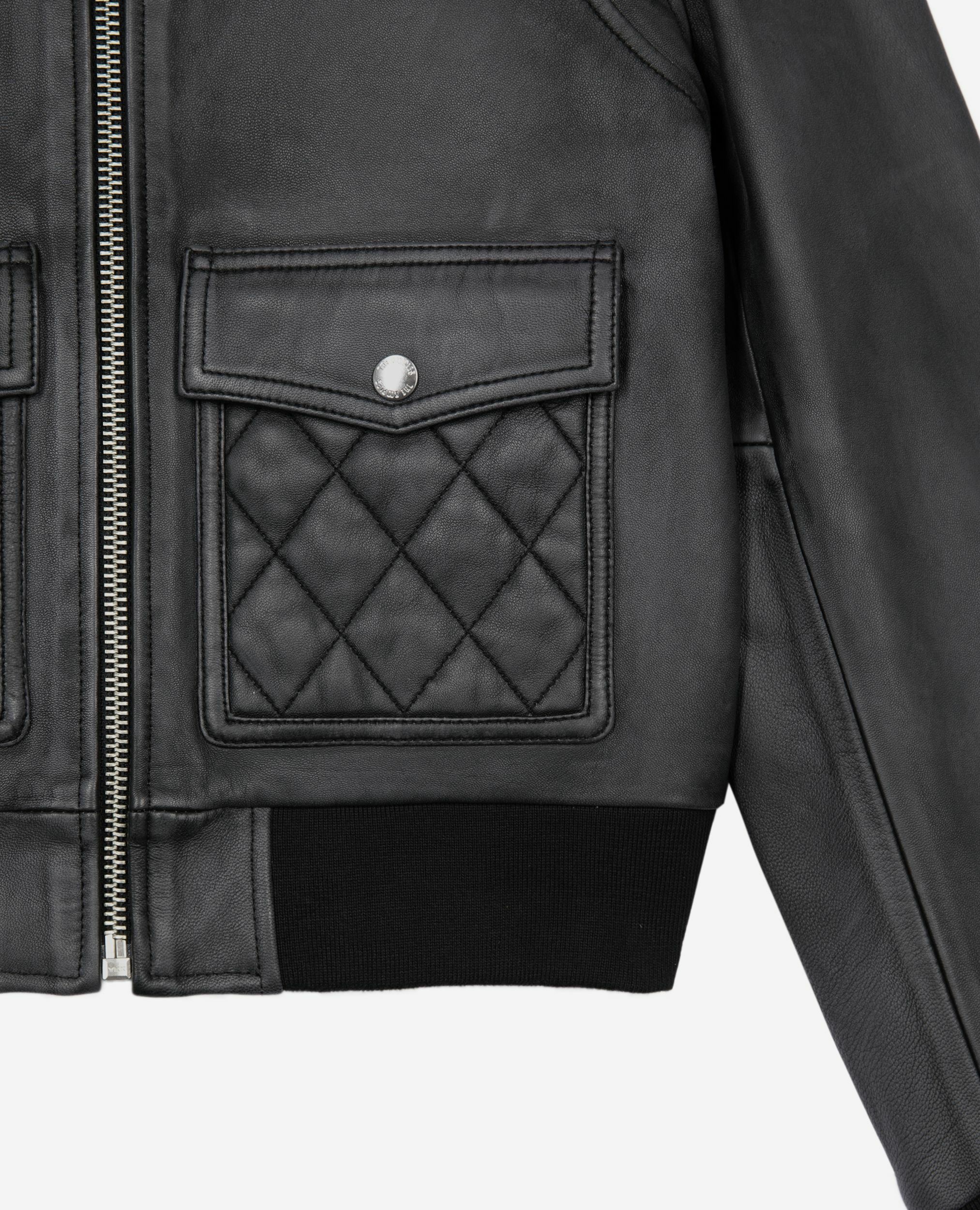 Schwarze Lederjacke, BLACK WASHED, hi-res image number null