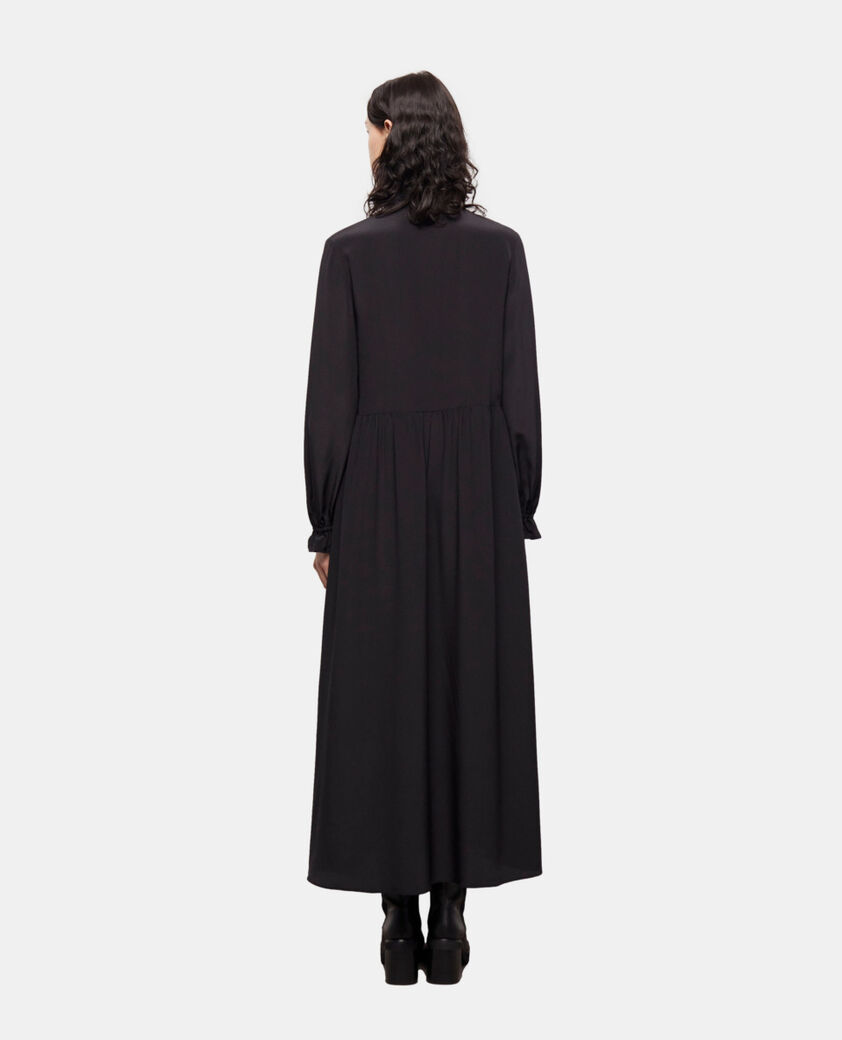 The Kooples WOMEN BLACK long black silk dress