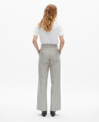 The Kooples WOMEN BLANC / BLEU loose-fitting striped pants in white cotton and linen