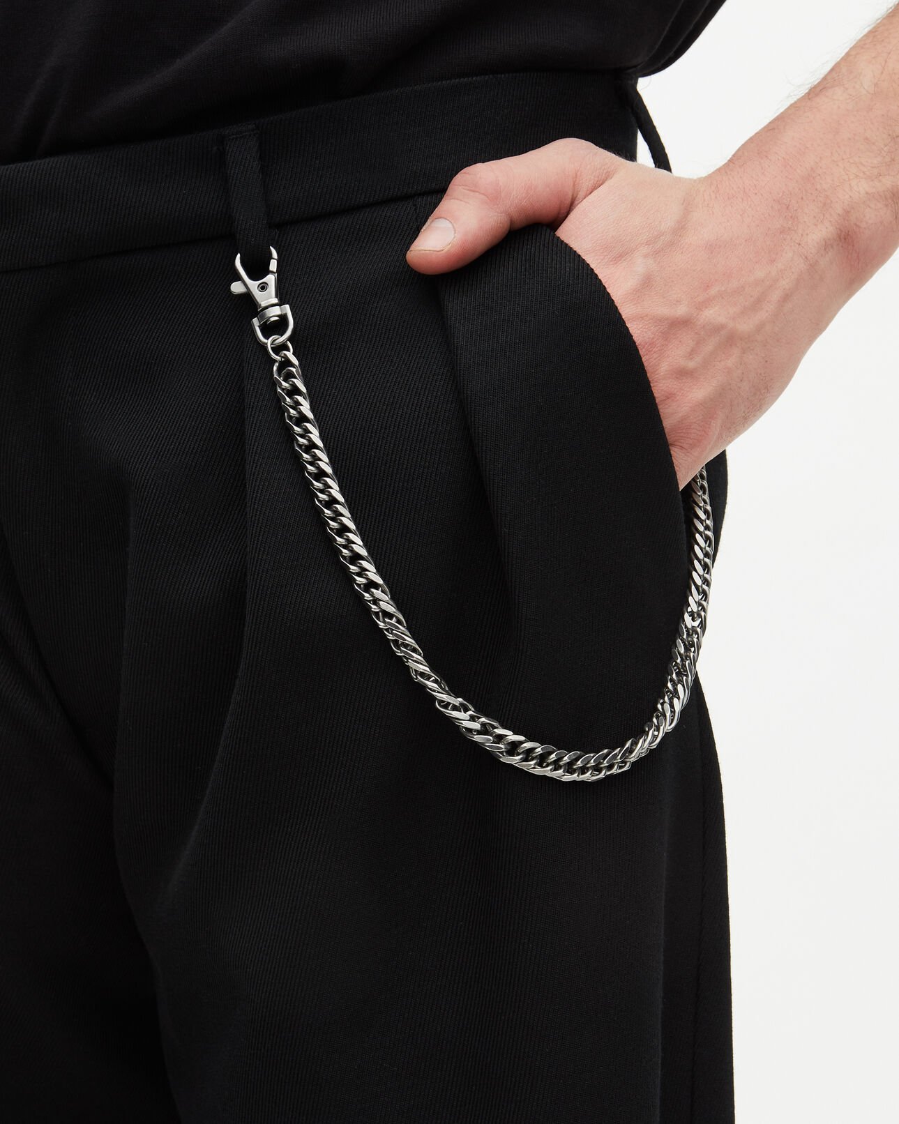 The Kooples HERREN BLACK schwarze wollhose mit weitem bein