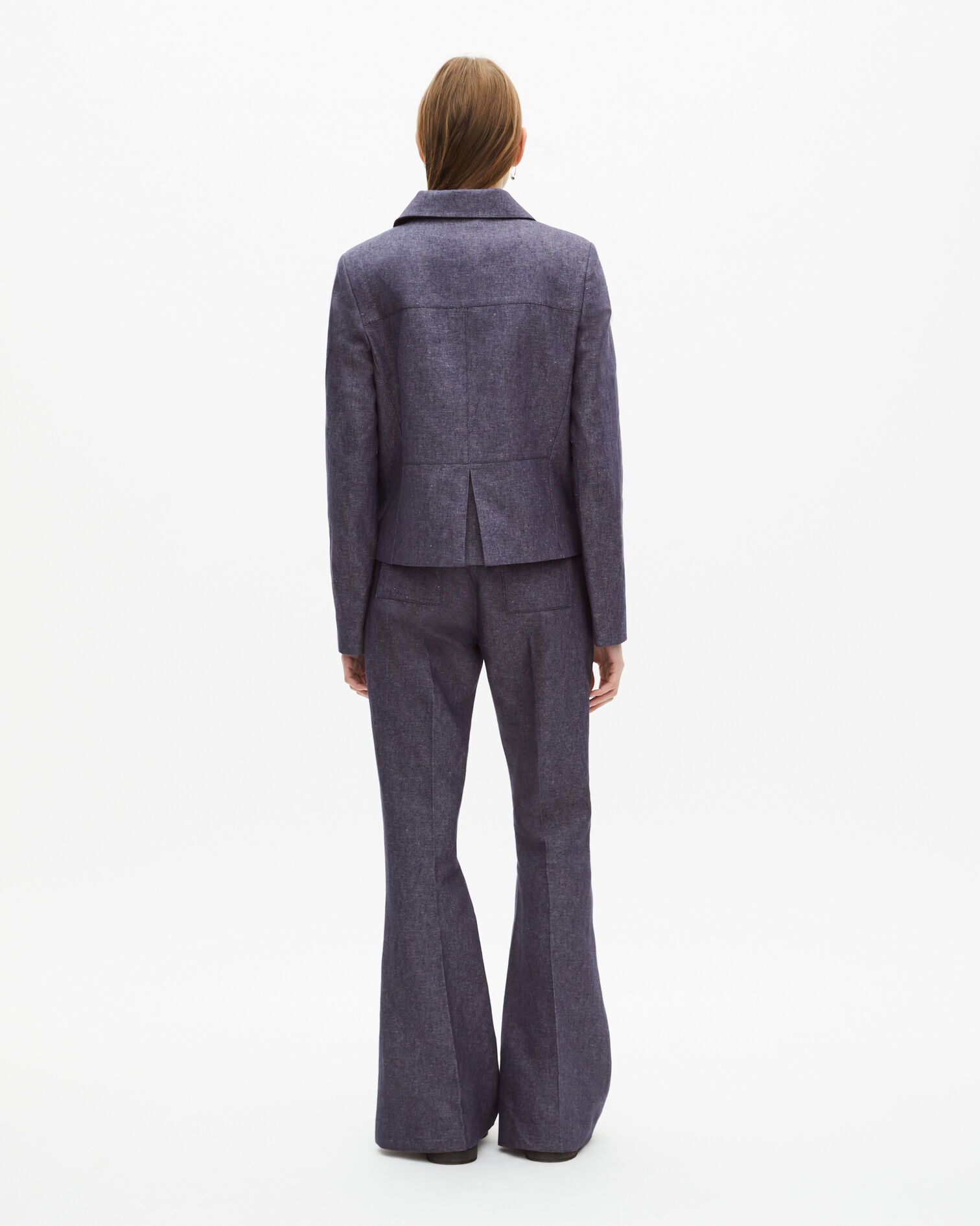 Short jacket in blue cotton and linen, BLUE, hi-res image number null