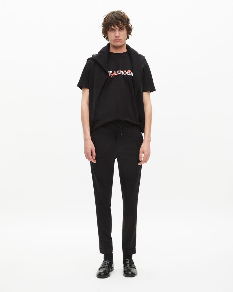 The Kooples HOMME BLACK pantalon en laine coupe droite noir 