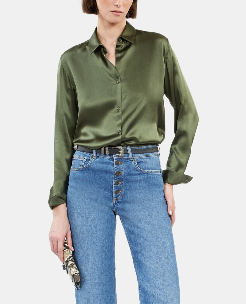 The Kooples WOMEN KAKI khaki silk shirt