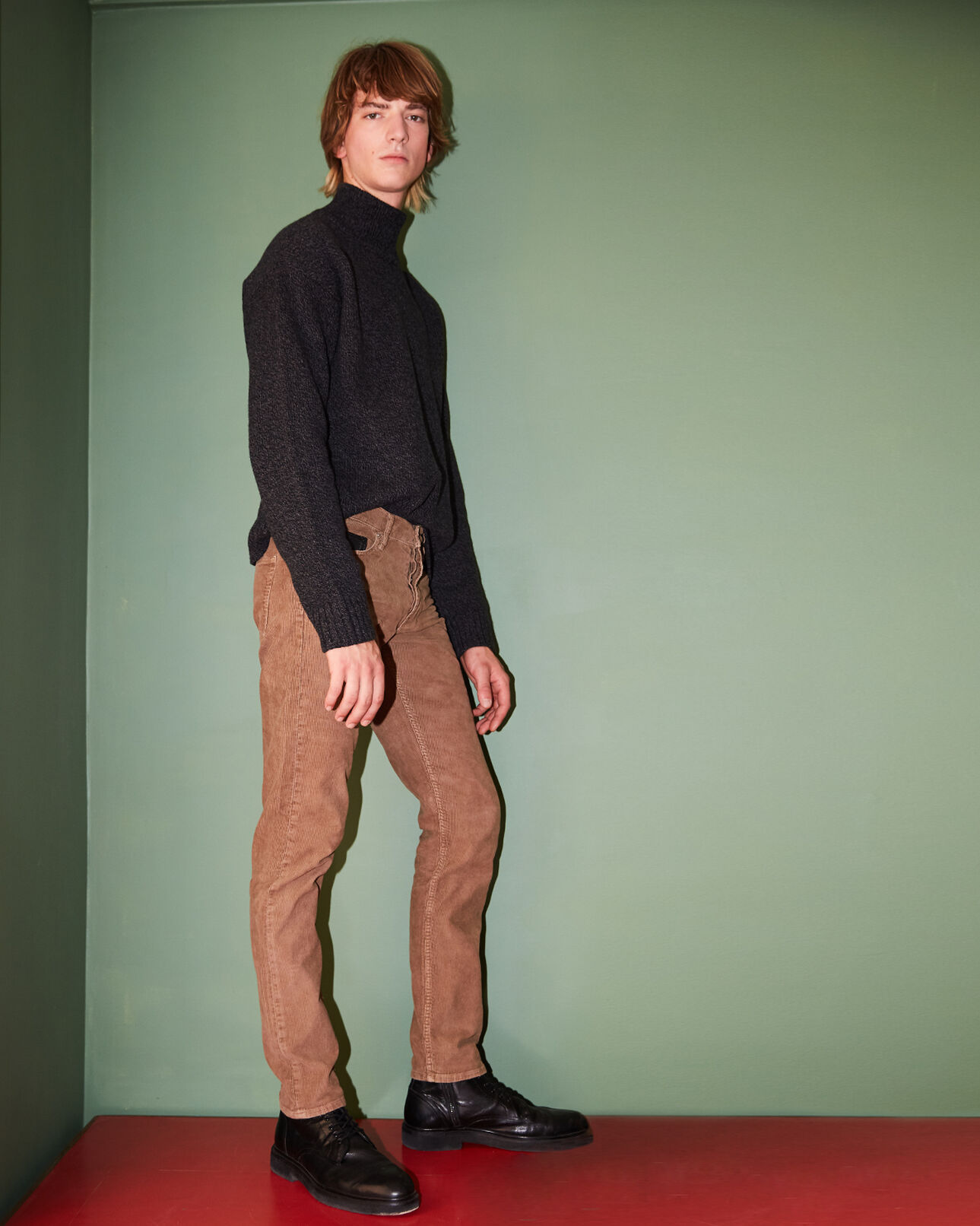 The Kooples MEN BEIGE beige velvet jeans with logo buttons