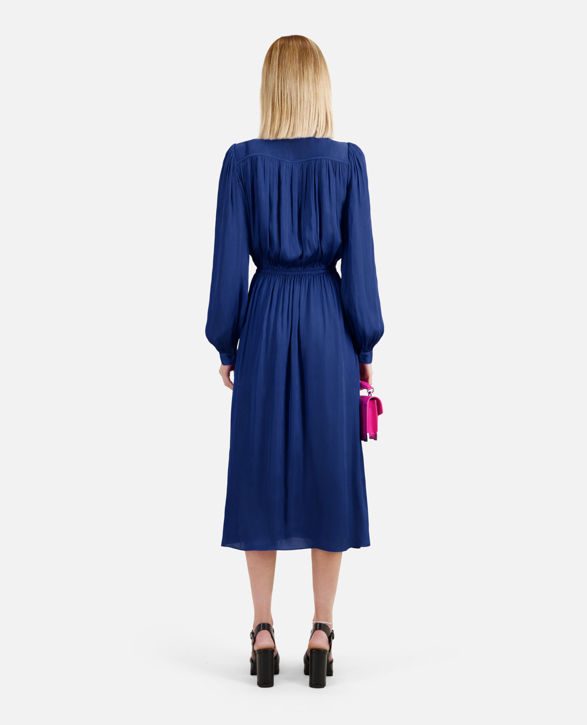 Langes blaues Kleid mit Plissierung, ROYAL BLUE, hi-res image number null