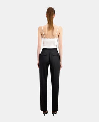 The Kooples WOMEN BLACK black tencel military-style pants