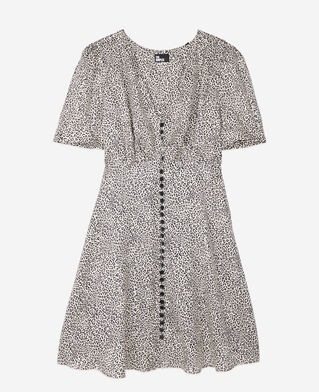 The Kooples DAMEN BLACK WHITE kurzes kleid mit print und knopfverschluss