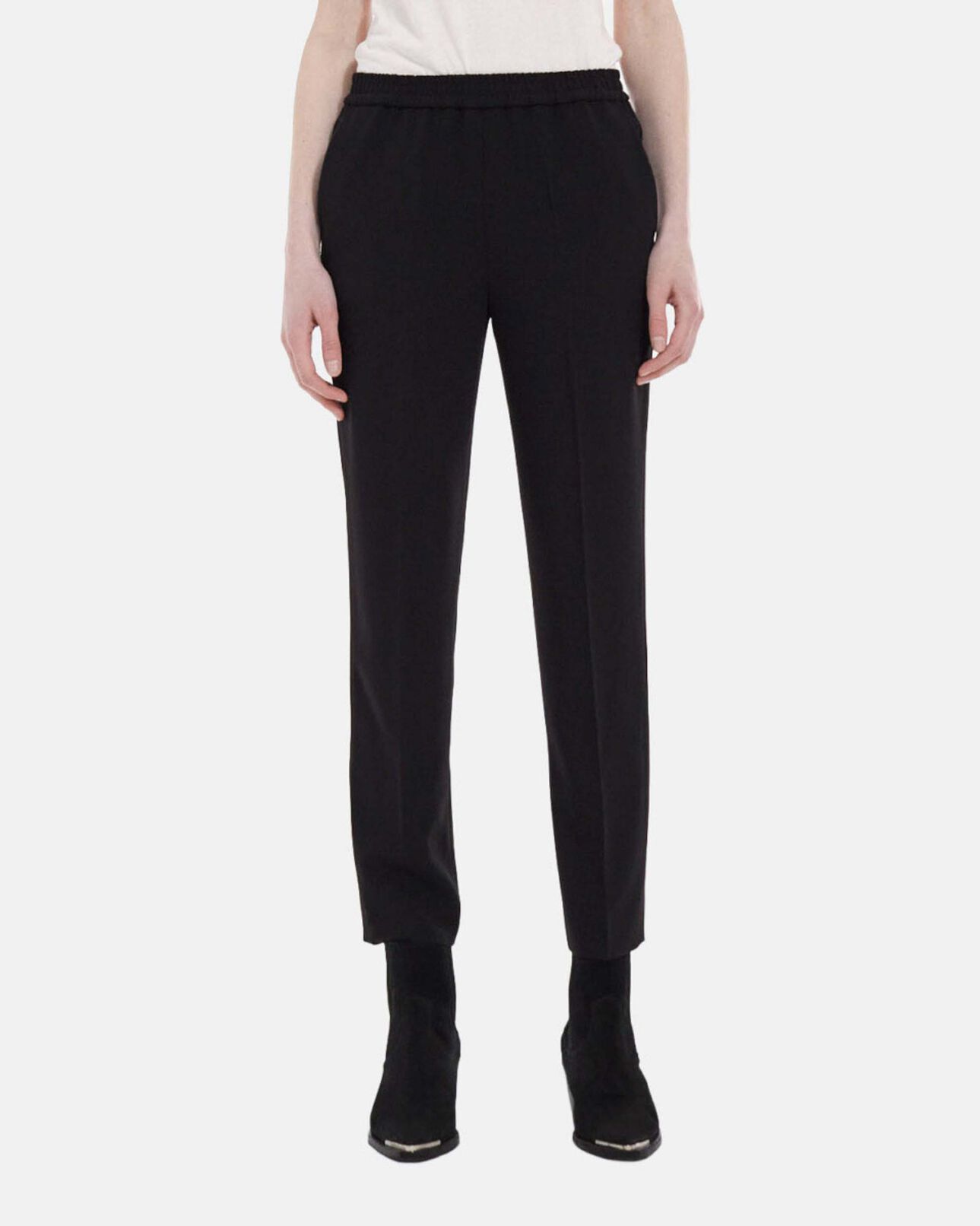 The Kooples WOMEN BLACK flowing black pants with elastic waist