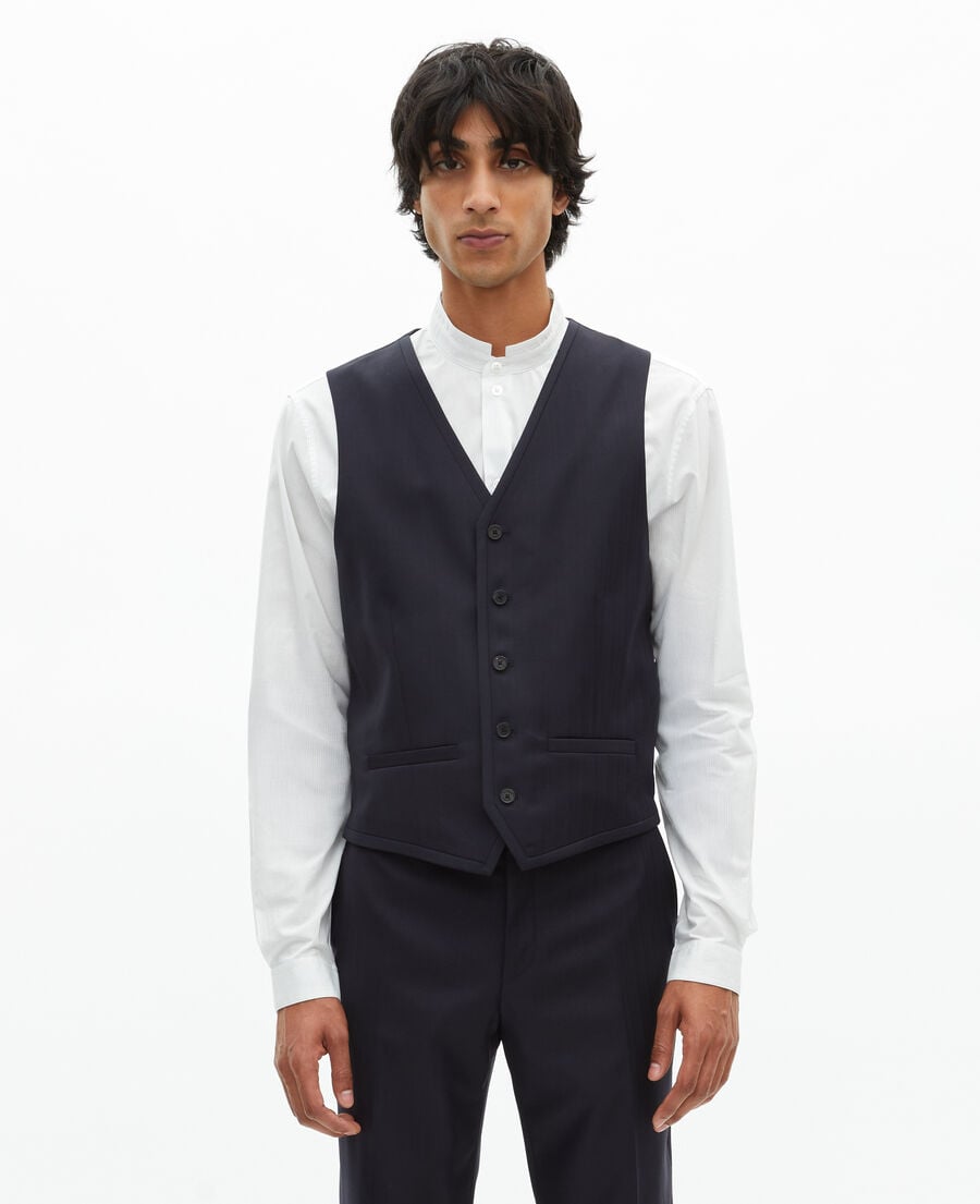 The Kooples MEN DARK NAVY navy blue wool suit vest