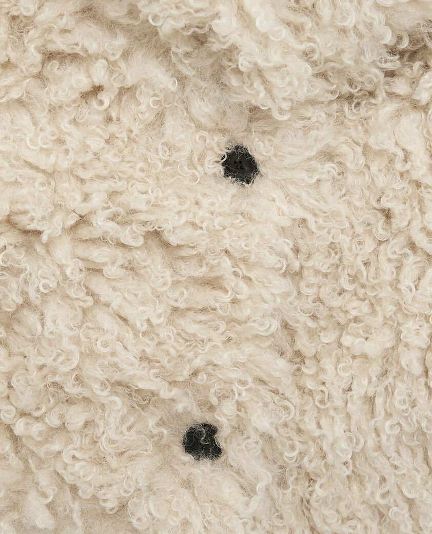 The Kooples DAMEN ECRU kurzer mantel in ecru mit pelzeffekt