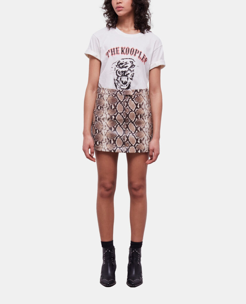 The Kooples WOMEN PYTHON BEIGE snakeskin-effect leather skirt