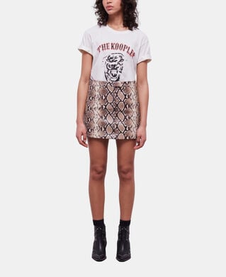 The Kooples WOMEN PYTHON BEIGE snakeskin-effect leather skirt
