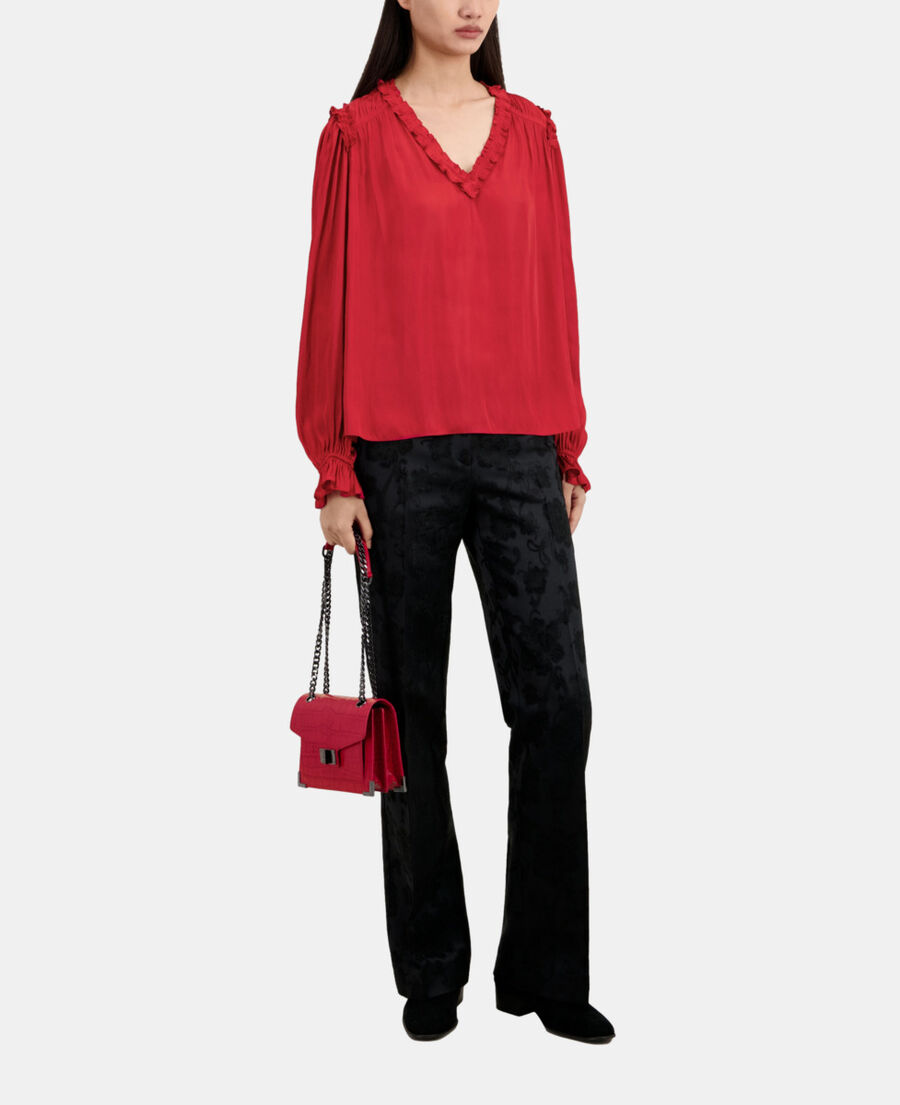 red top with shirring