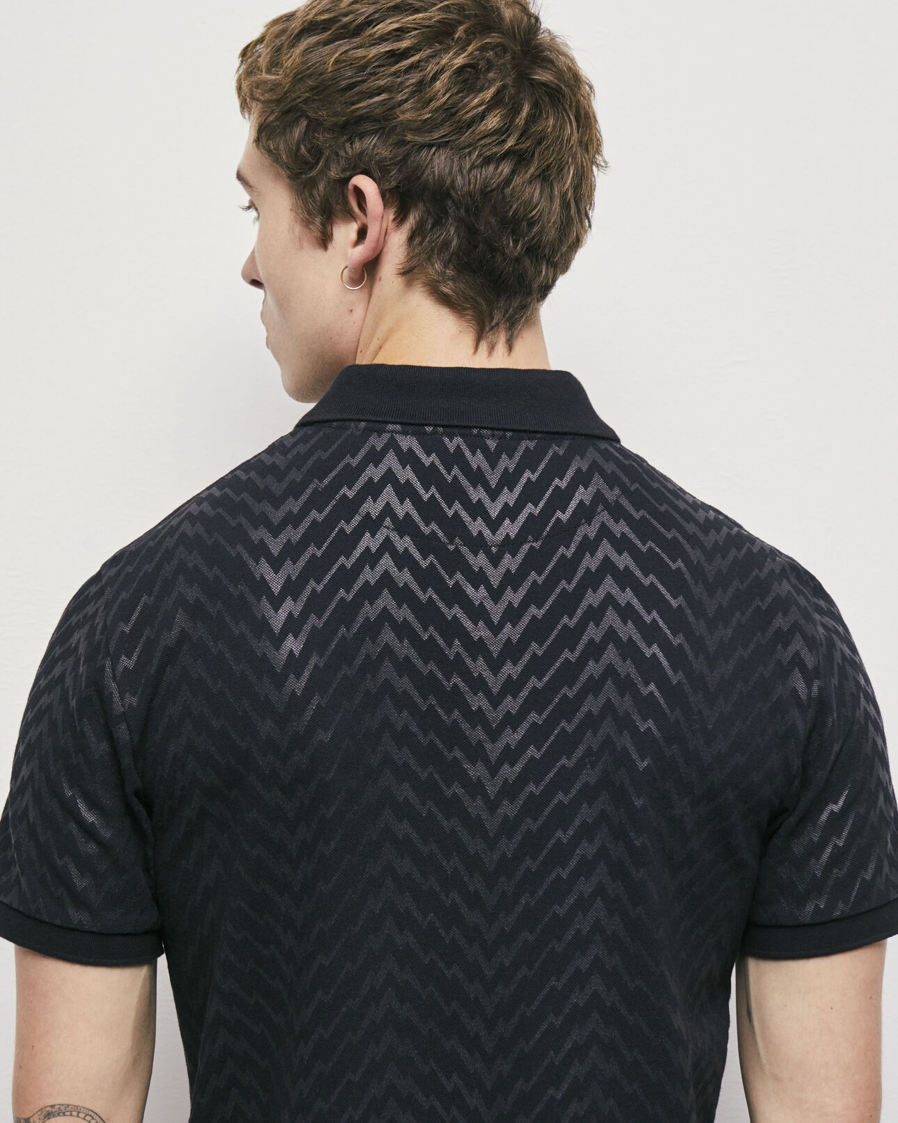 The Kooples HERREN BLACK schwarzes poloshirt mit print