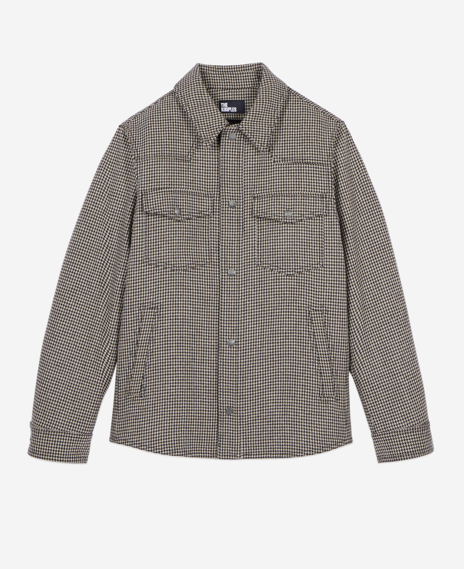 The Kooples HOMME BROWN blouson style surchemise pied de poule marron et écru