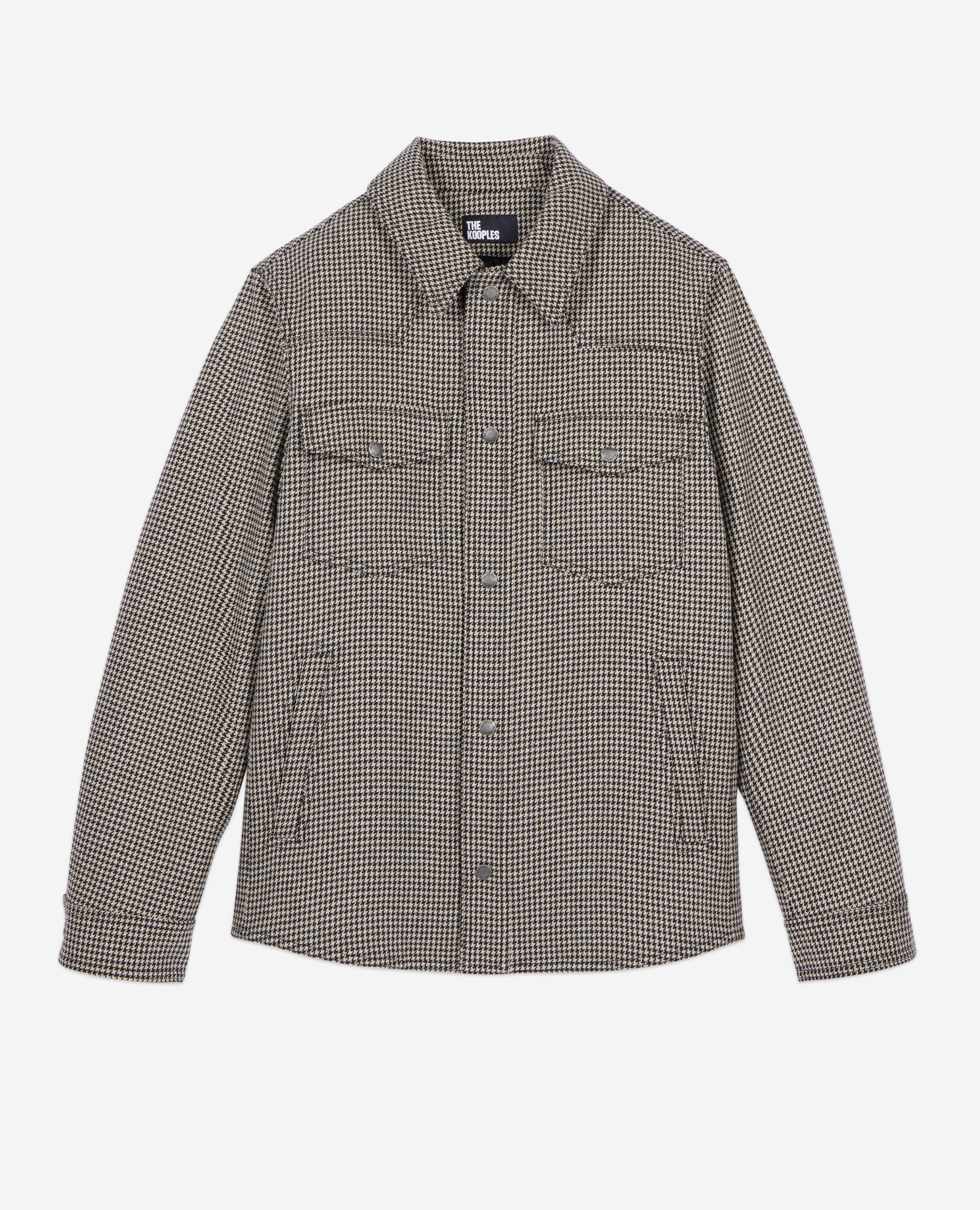 Blouson style surchemise pied de poule marron et écru, BROWN, hi-res image number null