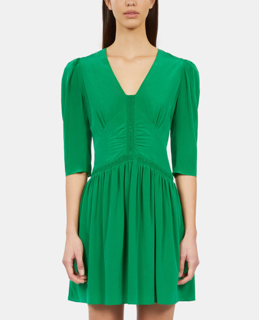 The Kooples FEMME GREEN robe courte avec fronces verte