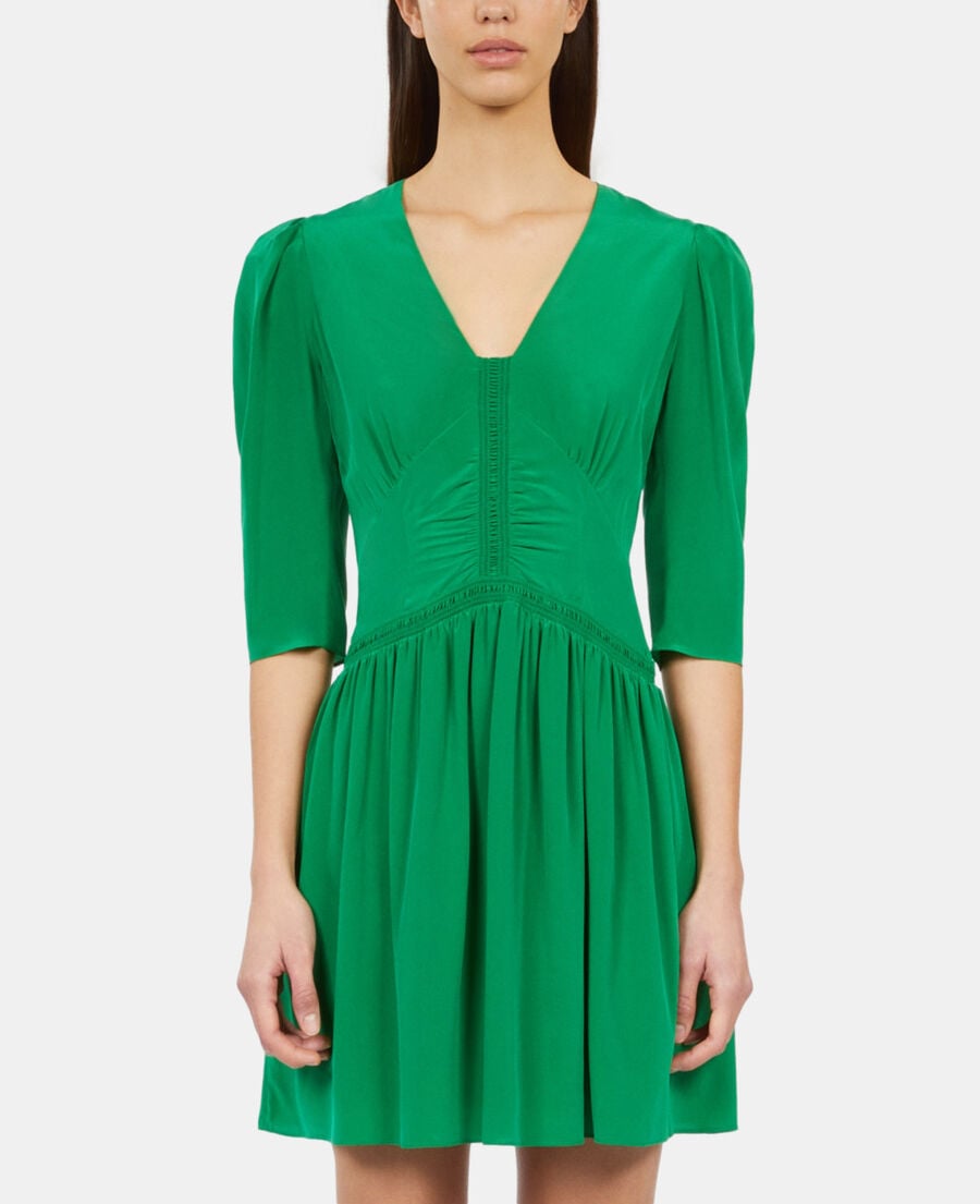The Kooples FEMME GREEN robe courte avec fronces verte