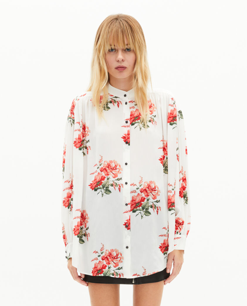 The Kooples FEMME WHITE - RED chemise imprim&eacute; fleuri blanche