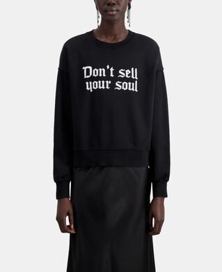 The Kooples FEMME BLACK sweatshirt noir avec sérigraphie don't sell your soul