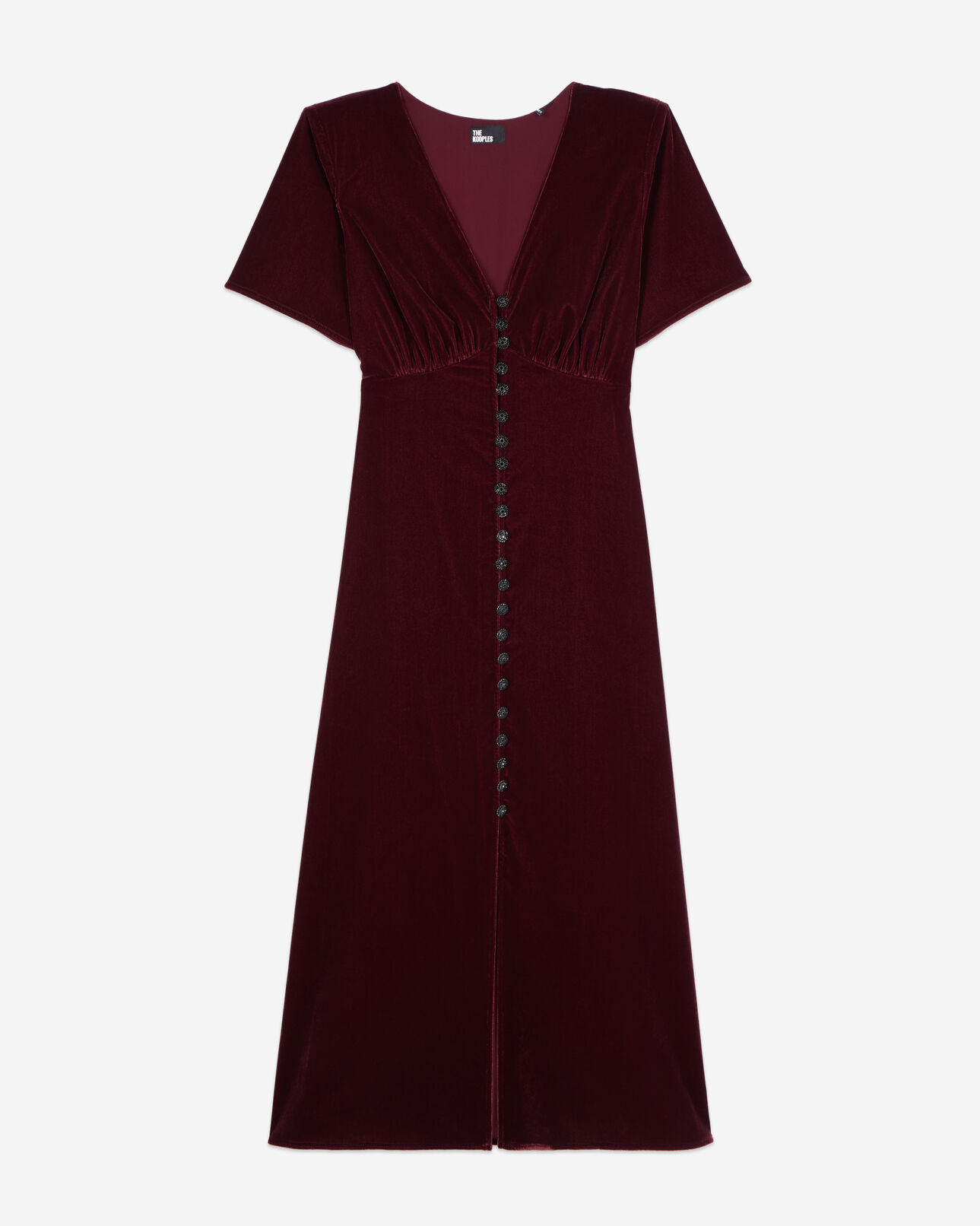 The Kooples WOMEN BURGUNDY long burgundy velvet dress