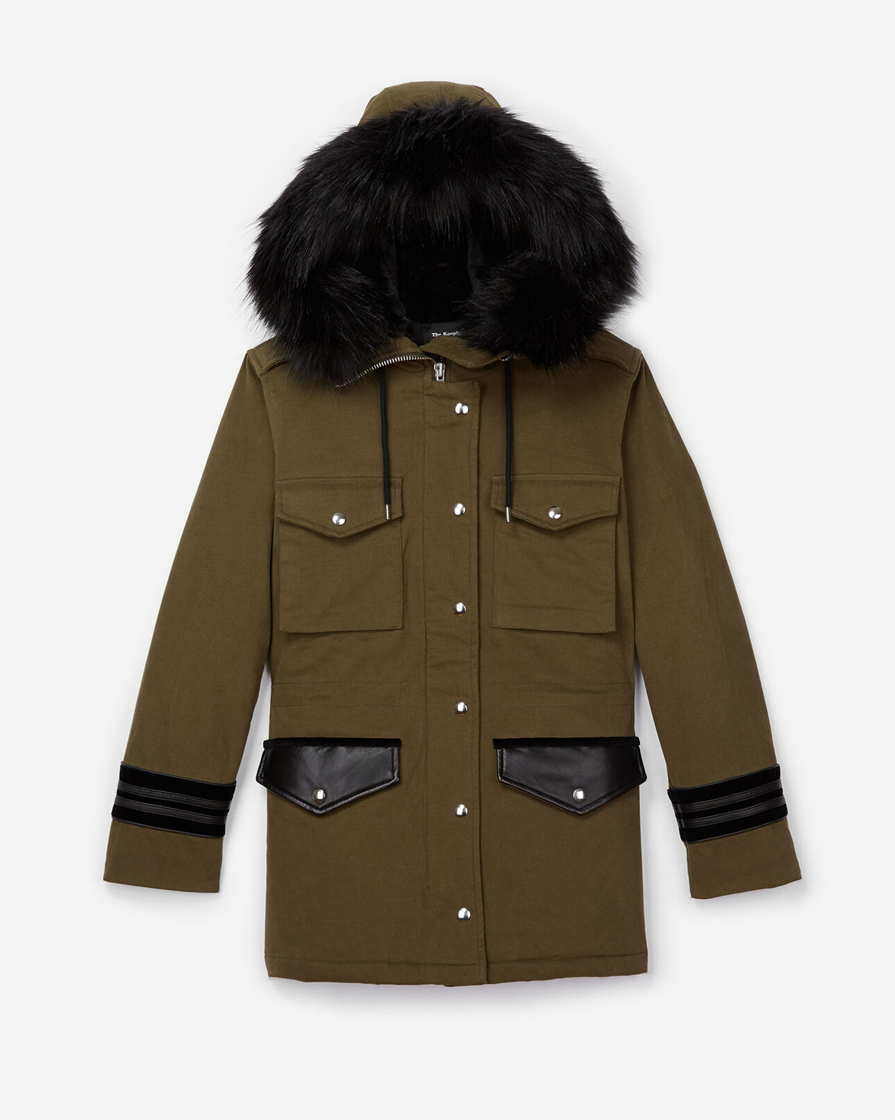 The Kooples FEMME KAKI parka kaki capuche fourrure