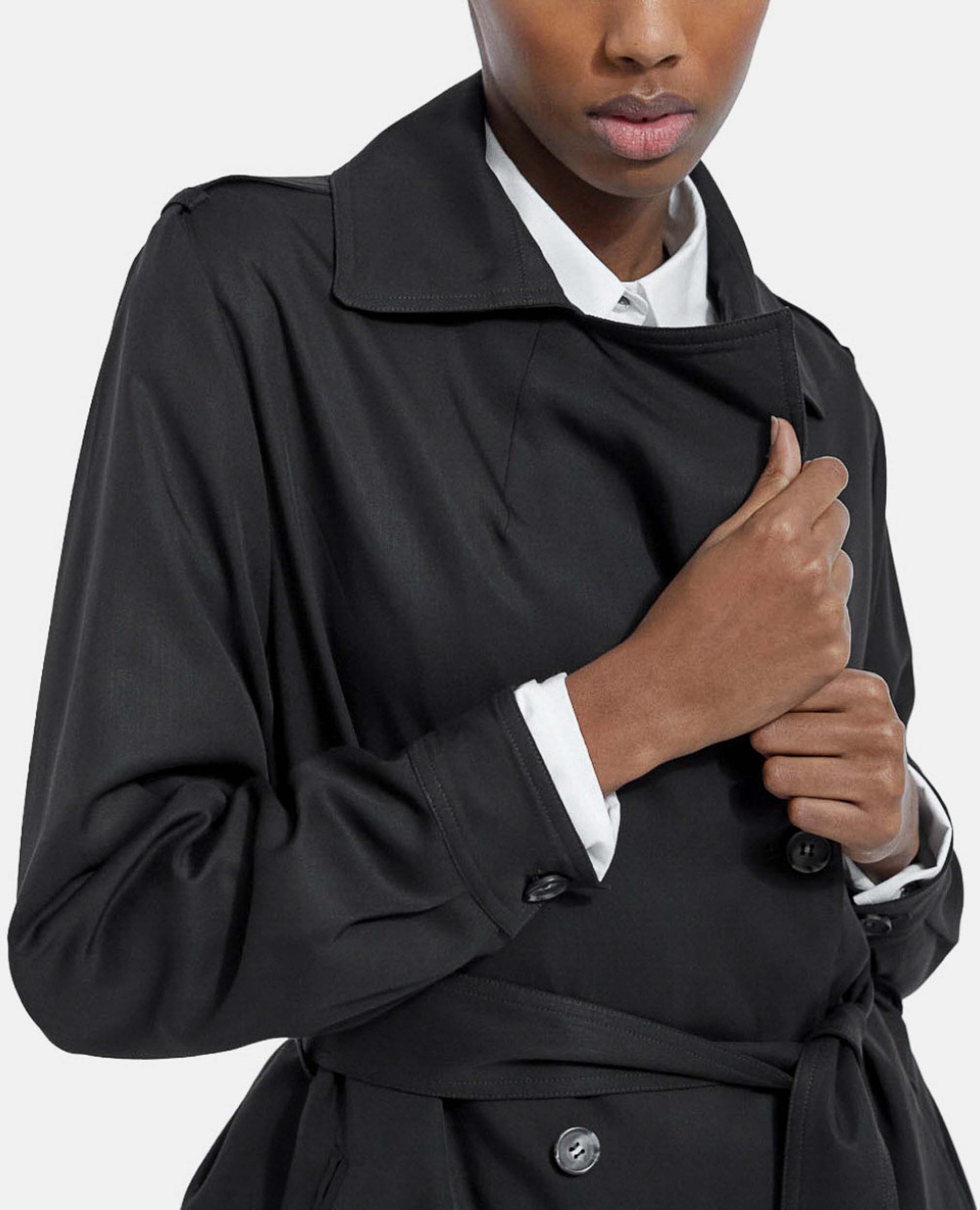 Trench noir tencel lastique dos The Kooples France