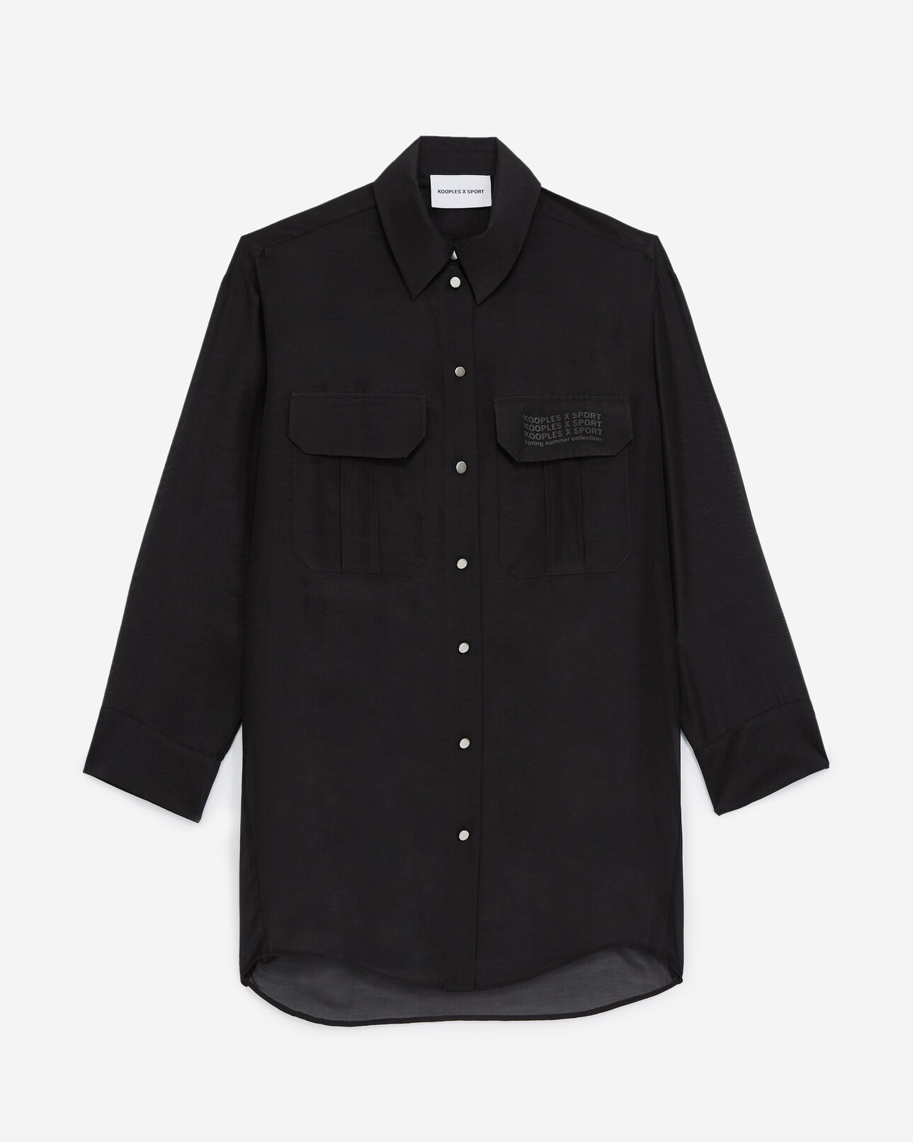 The Kooples WOMEN BLACK long black shirt with breast pockets