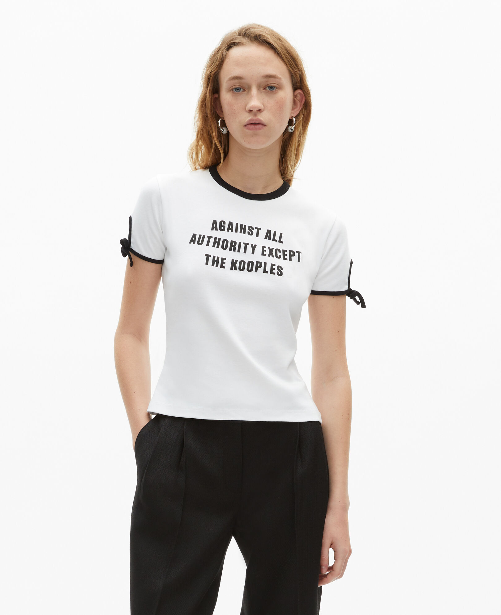 The Kooples DAMEN WHITE t-shirt mit weißem siebdruck