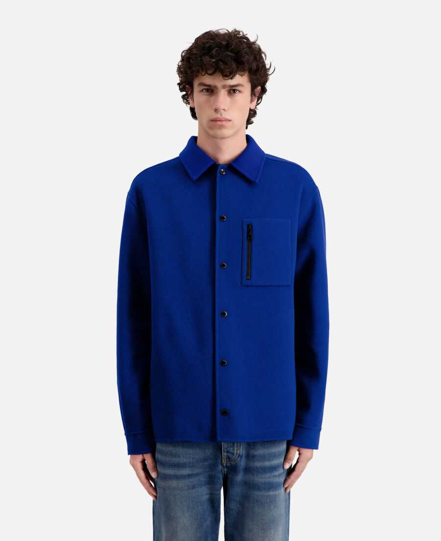 blaue hemdjacke aus einer wollmischung