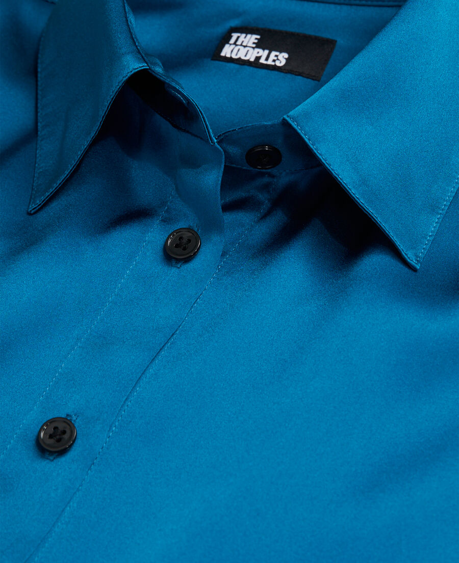 blue silk shirt