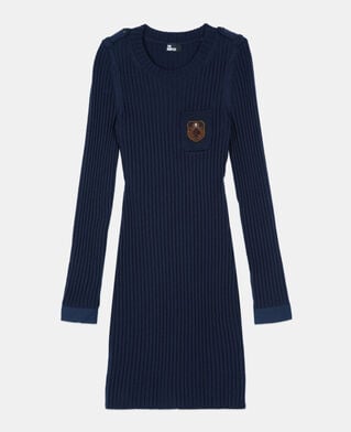 The Kooples WOMEN DARK BLUE navy blue knitted short dress 