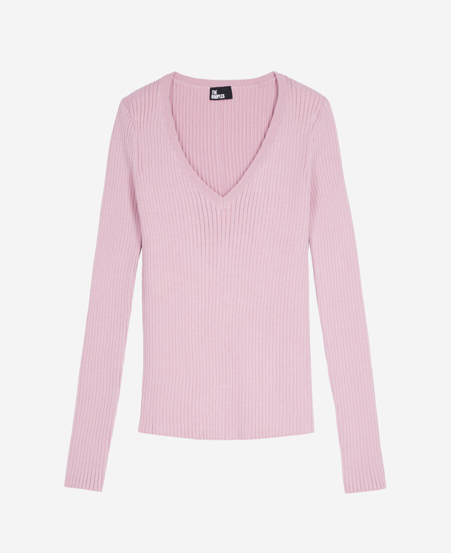 pink ribbed knit sweater