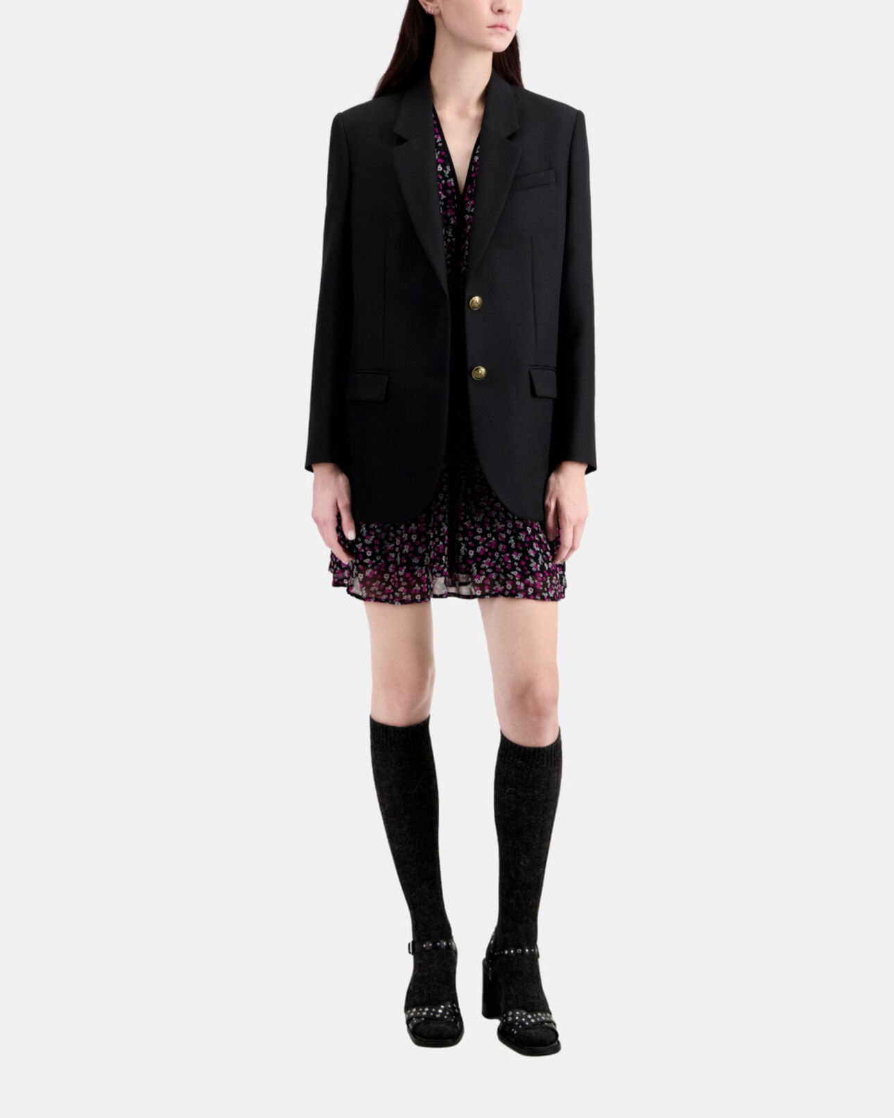 The Kooples WOMEN BLACK black wool blend blazer