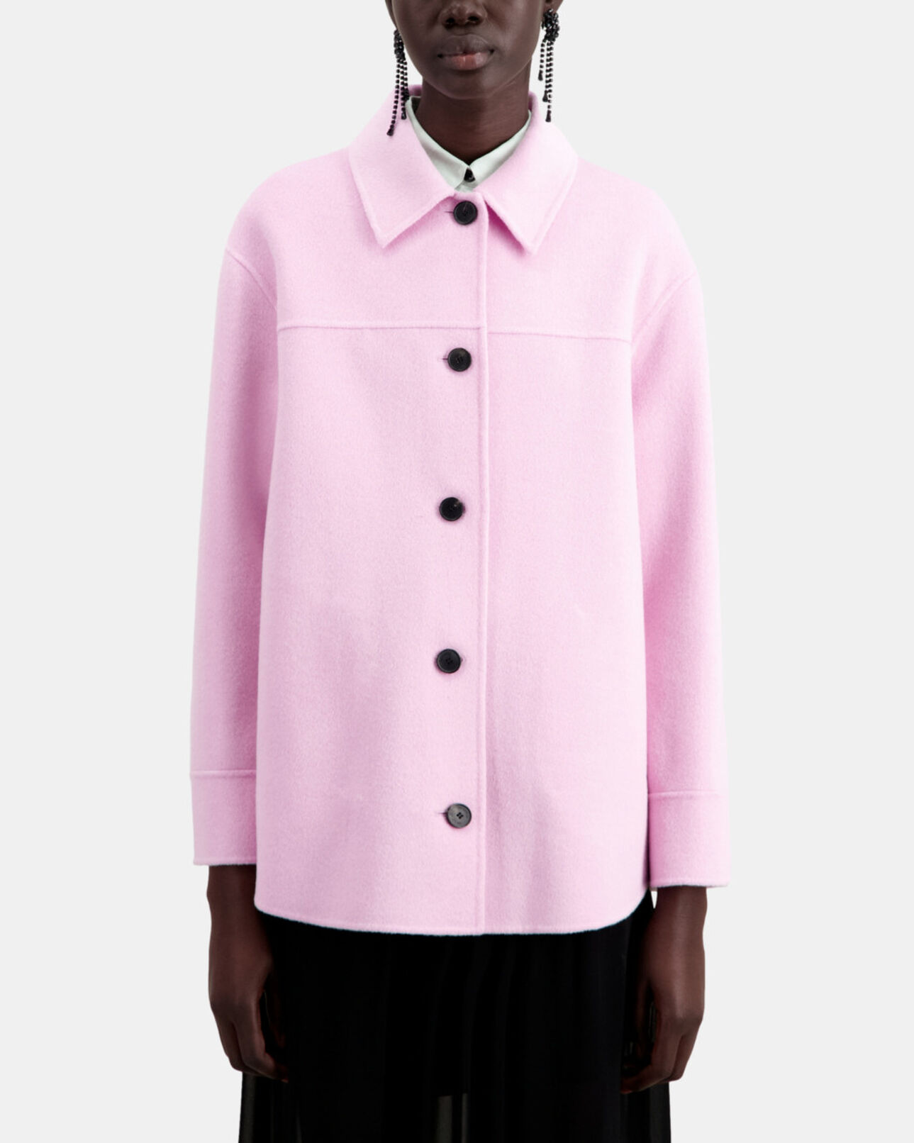 The Kooples F PALE PINK pink wool overshirt style jacket