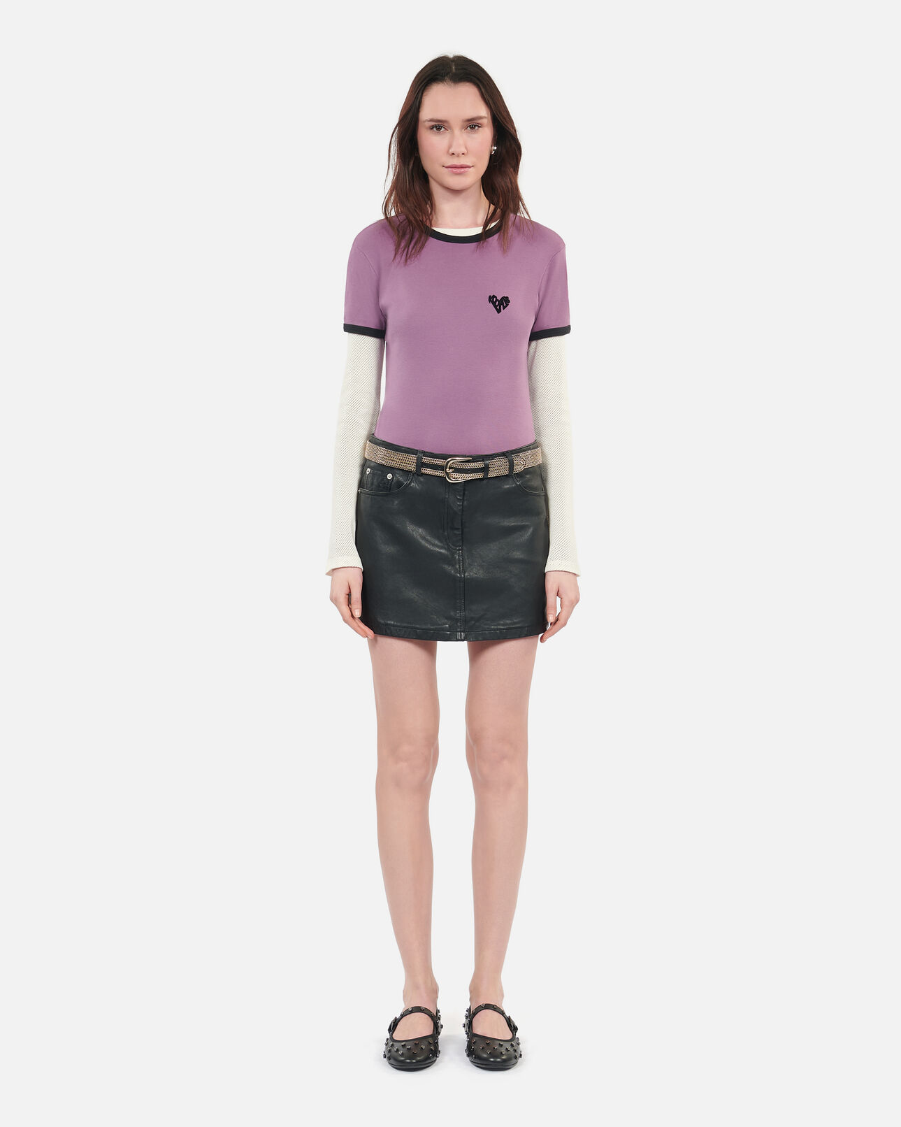 The Kooples WOMEN PRUNE purple kooples heart t-shirt