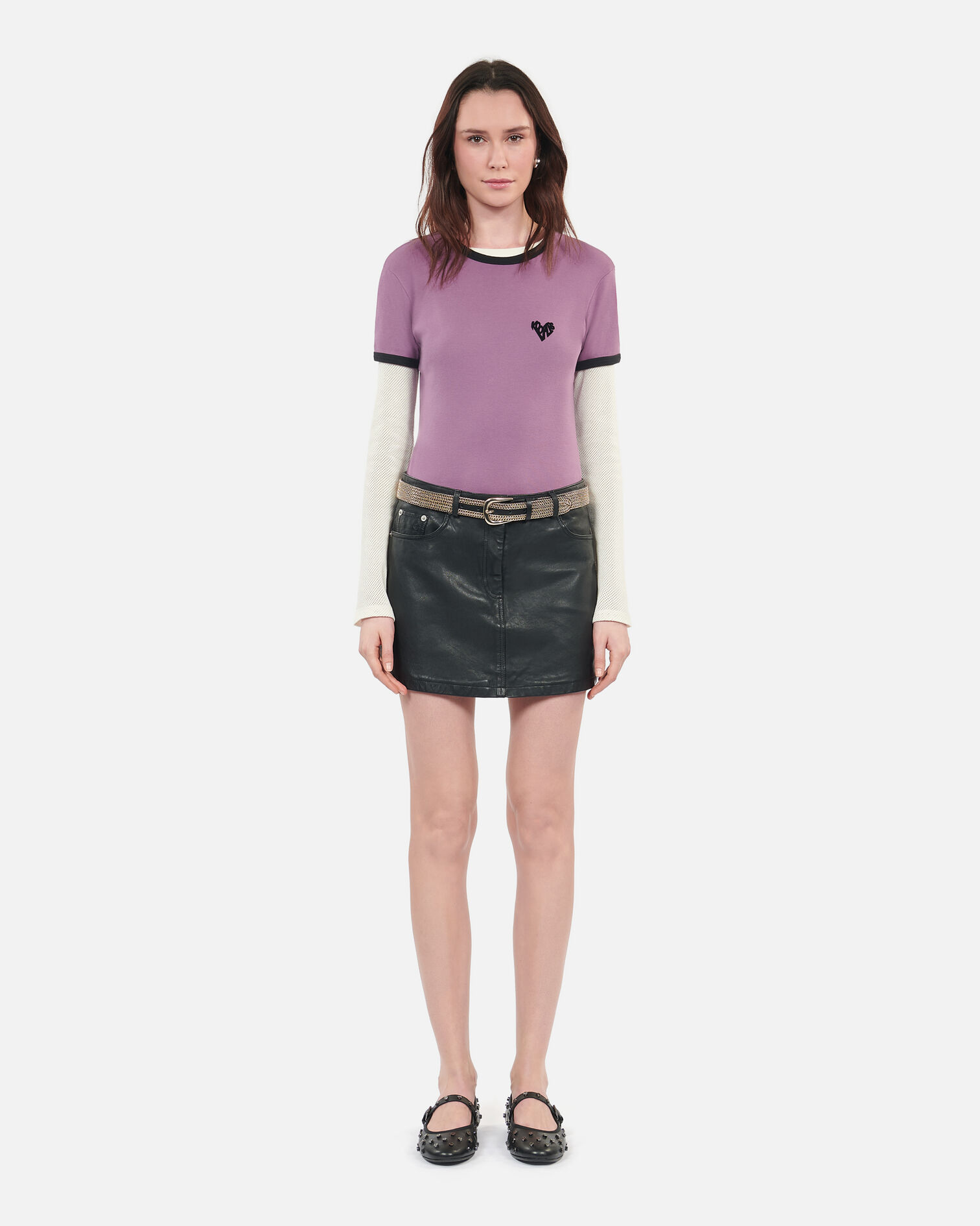 Purple Kooples heart t-shirt, PRUNE, hi-res image number null